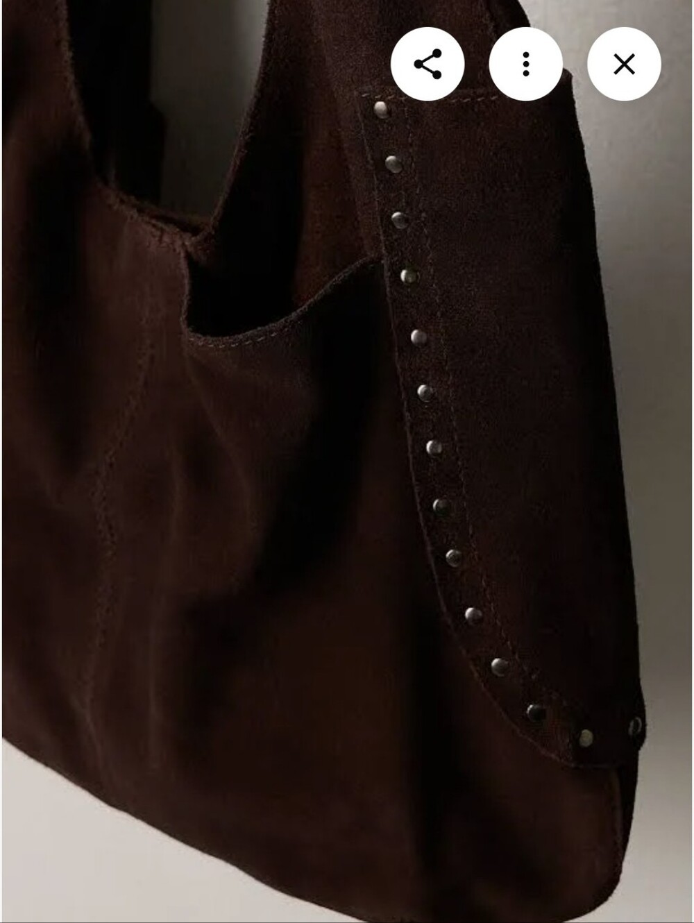 Free People Rori Suede Studded Tote Bag - Espresso Chocolate Brown NWT - Picture 3 of 9